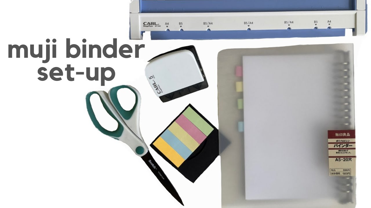 MUJI A5 BINDER SET-UP // cutting and hole punching A5 paper