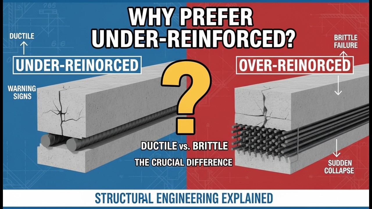 Why do we prefer Under Reinforced sections over balanced or over reinforced sections?