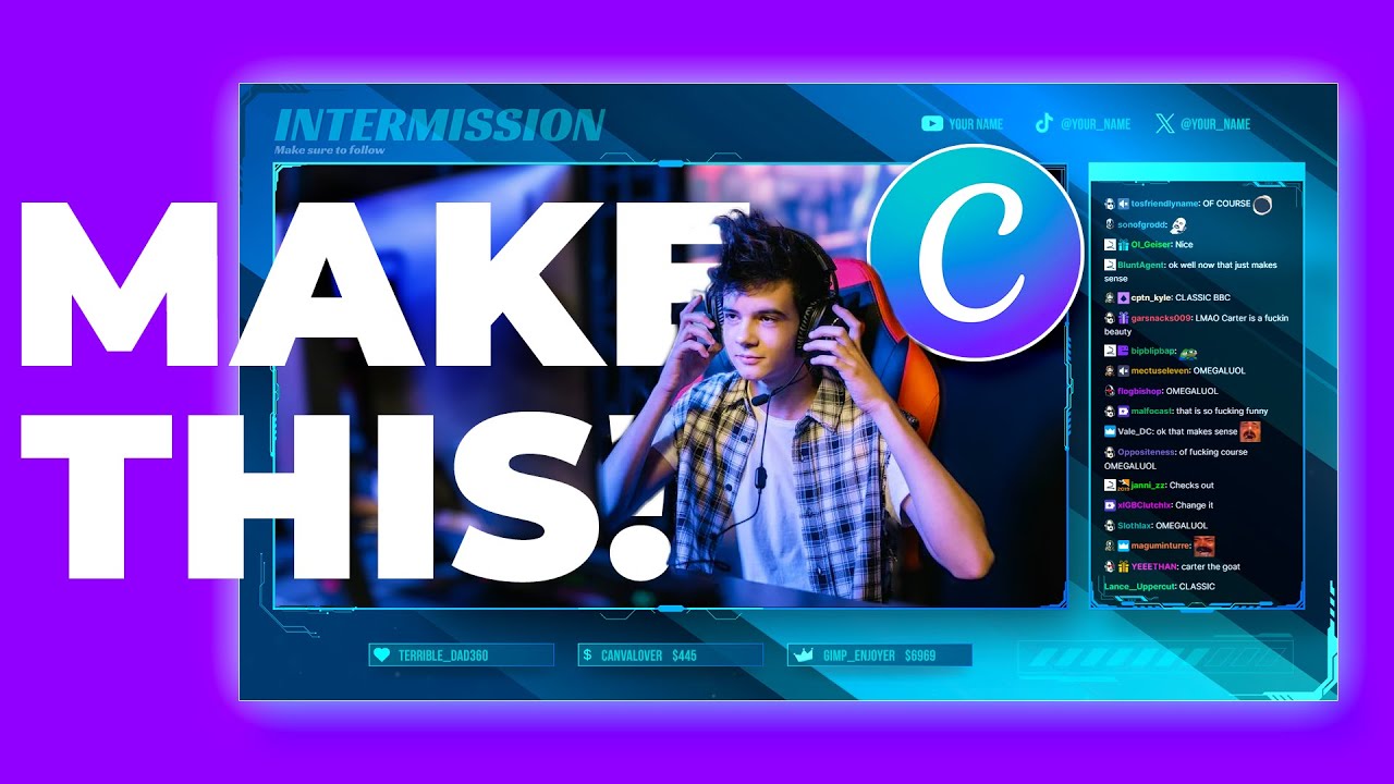 FREE Twitch Overlays Made in CANVA - Free Download & Tutorial