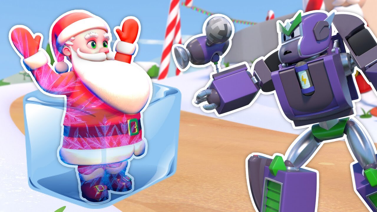 Robofuse salva a Santa Claus! 🎅 Dibujos animados de Navidad 🤖 Carritos para niños.
