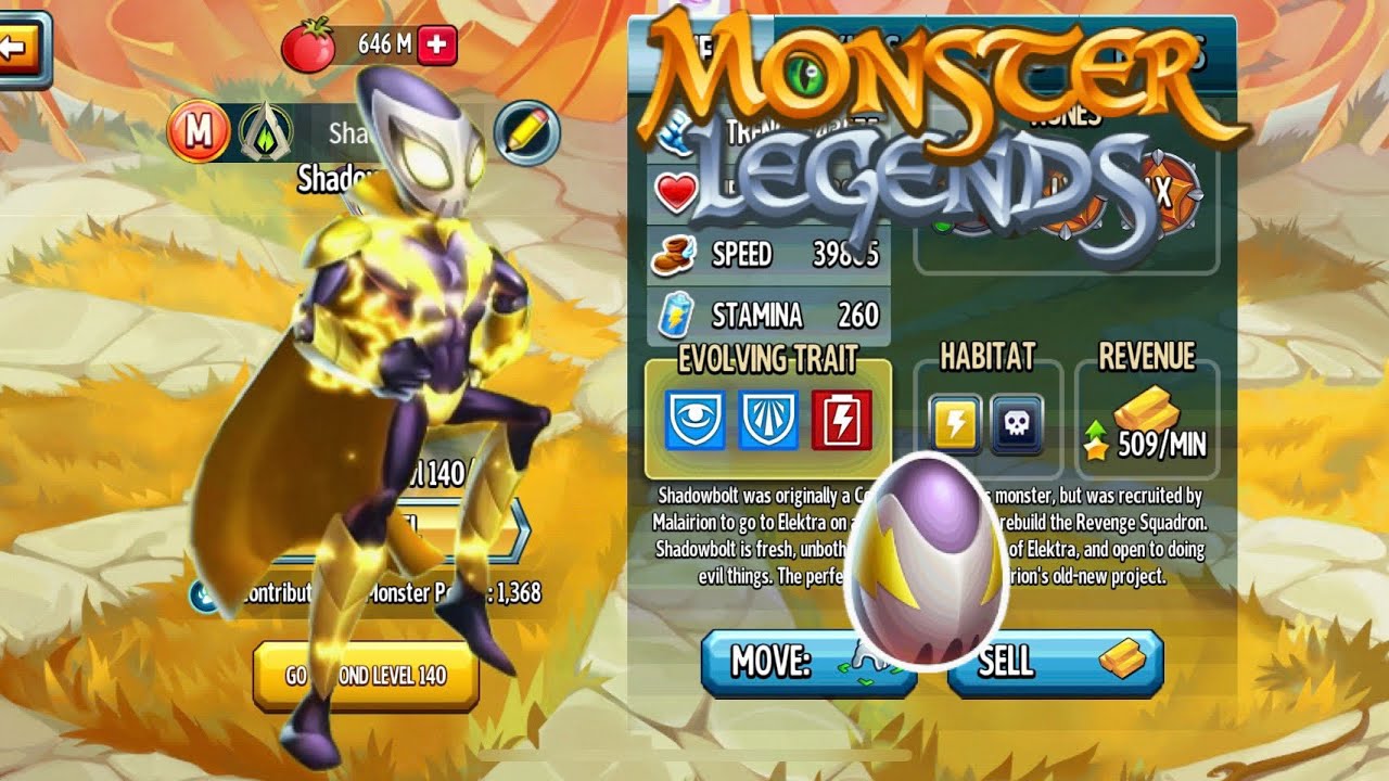 SHADOWBOLT ⚡️🤩 LVL 140 MONSTER LEGENDS - Review/Combat