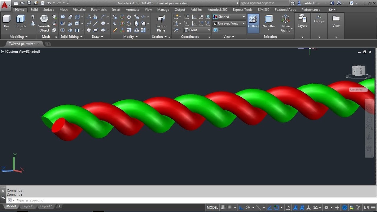 AutoCAD 3D Twisted Pair Wire | AutoCAD 3D Cable | AutoCAD Rope | Sweep Twist
