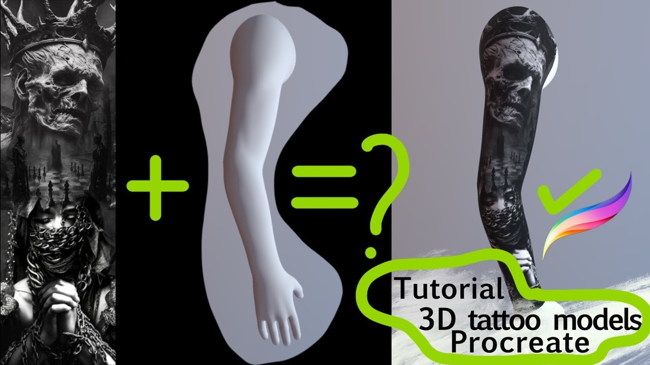 Procreate 3D tattoo models. Super easy way to show design to client.
