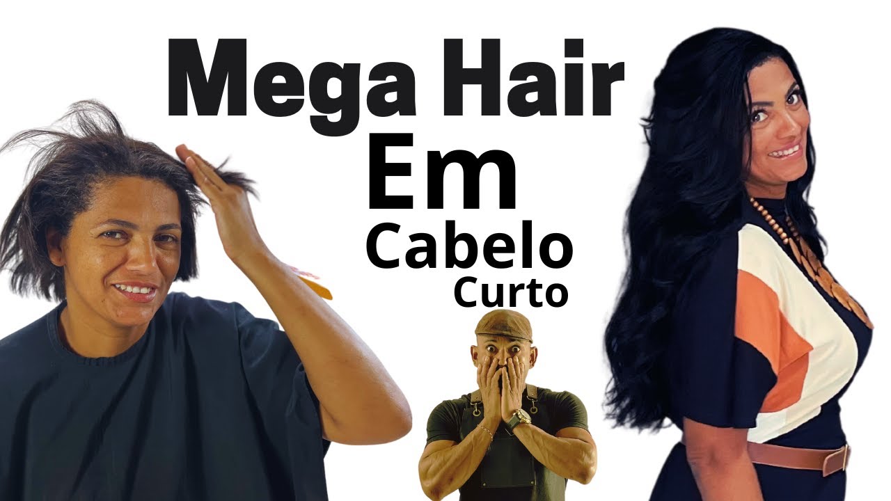 Mega hair ponto americano em cabelo curto transformação!!!! #megahair