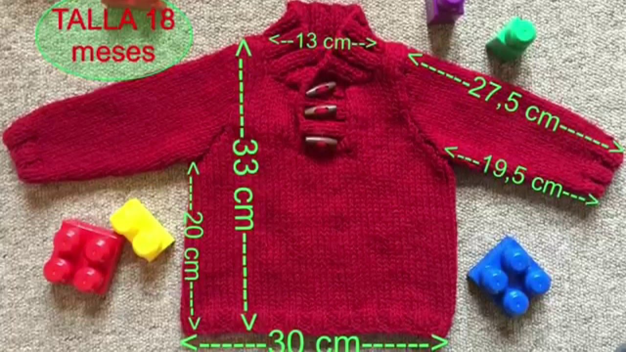 Fácil Jersey punto para bebe 18 meses a dos agujas o agujas circulares