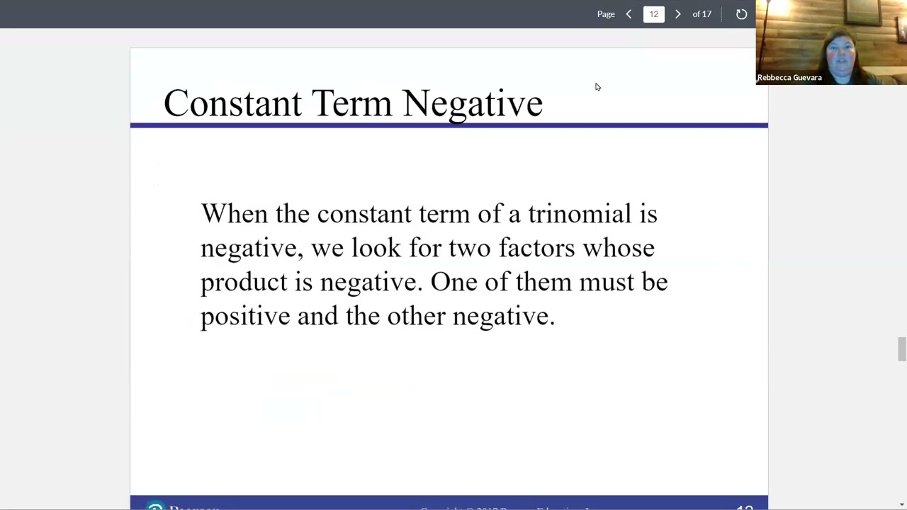 College Algebra Section 4.4 (Reverse FOIL)