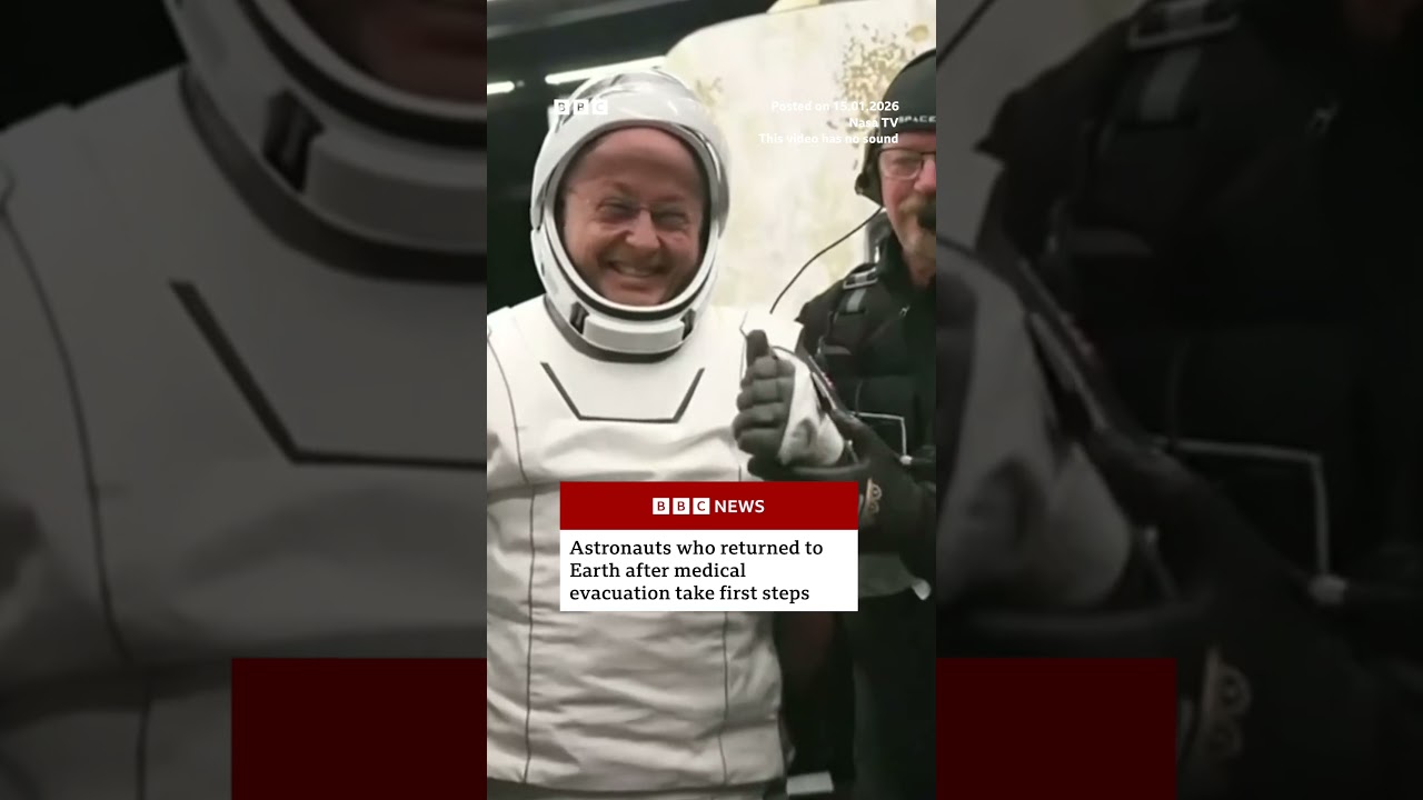 Astronauts return to Earth after medical evacuation. 
