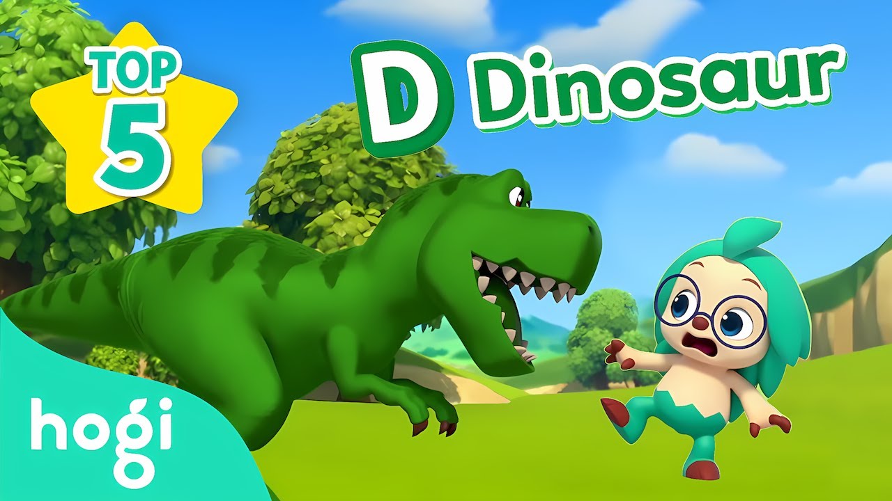 [🌟TOP5] 🦖 'D' is for Dinosaurs!｜Learn Colors & ABC｜ABC Song｜Hogi Pinkfong
