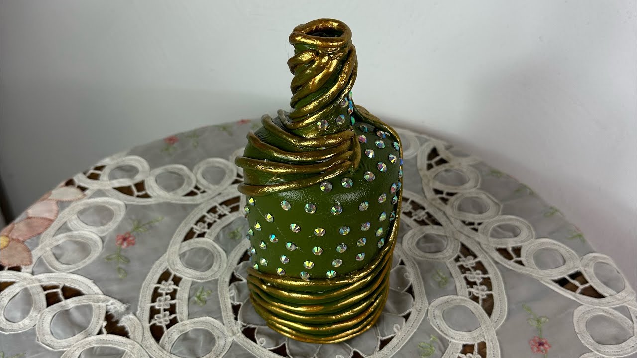 Mira lo que hice con una botella de vidrio, Ideas nuevas, Pasta de secado al aire, Diy, Artesanato