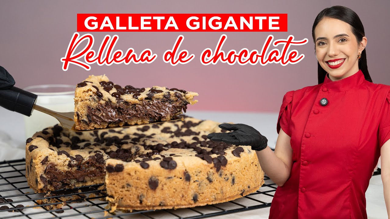 GALLETA GIGANTE RELLENA DE CHOCOLATE | Cookie gigante (Receta f&aacute;cil)