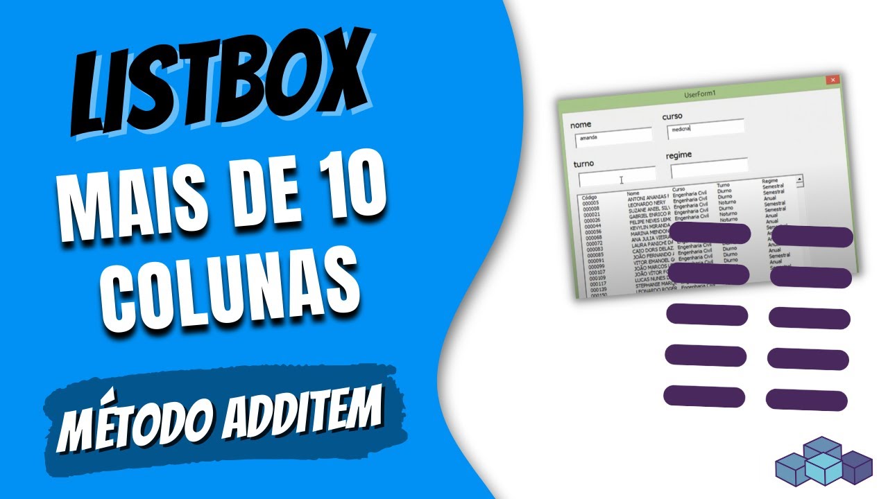 [VBA] ListBox mais de 10 colunas com método ADDITEM