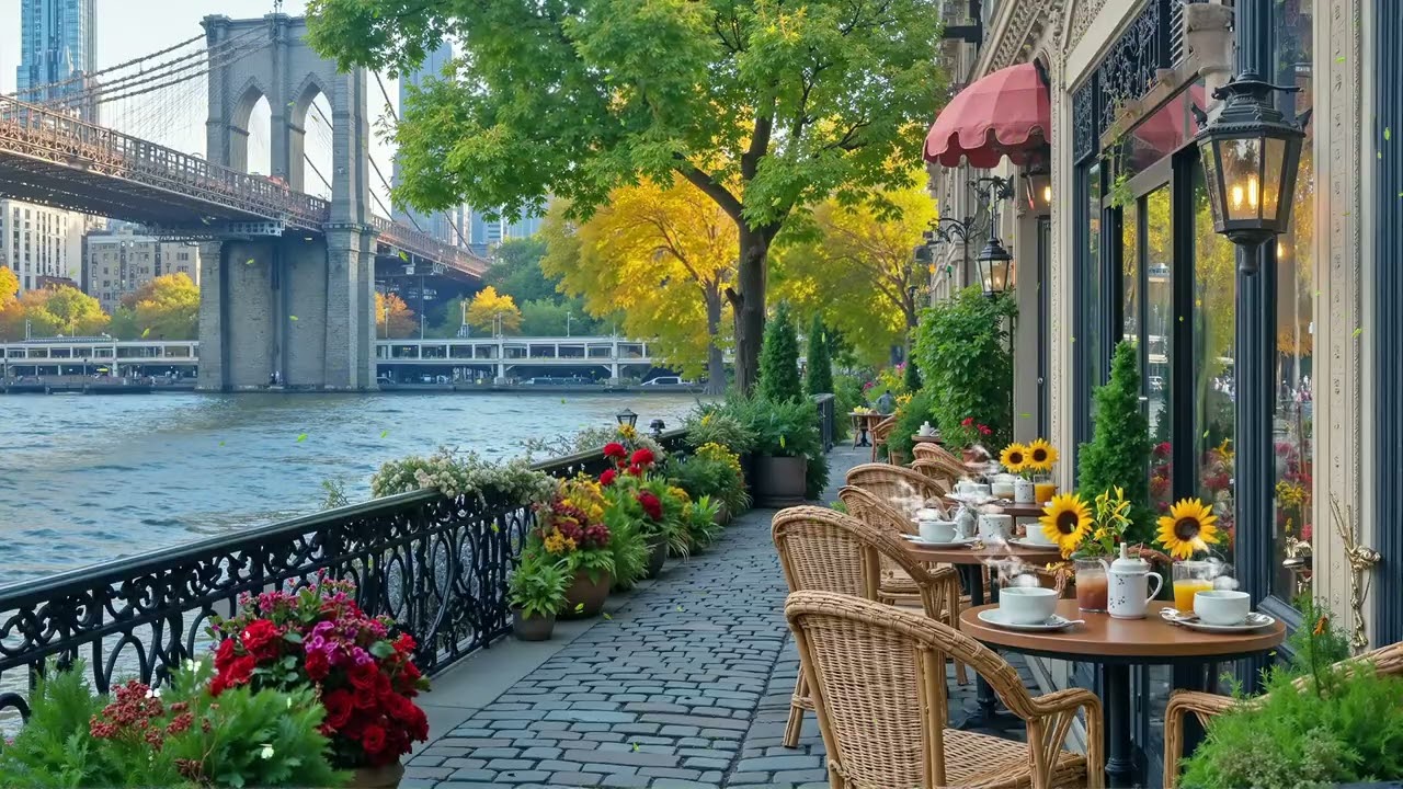 Springtime Smooth Jazz Café – New York, Italy ☀️ Relaxing Instrumental Coffee Music