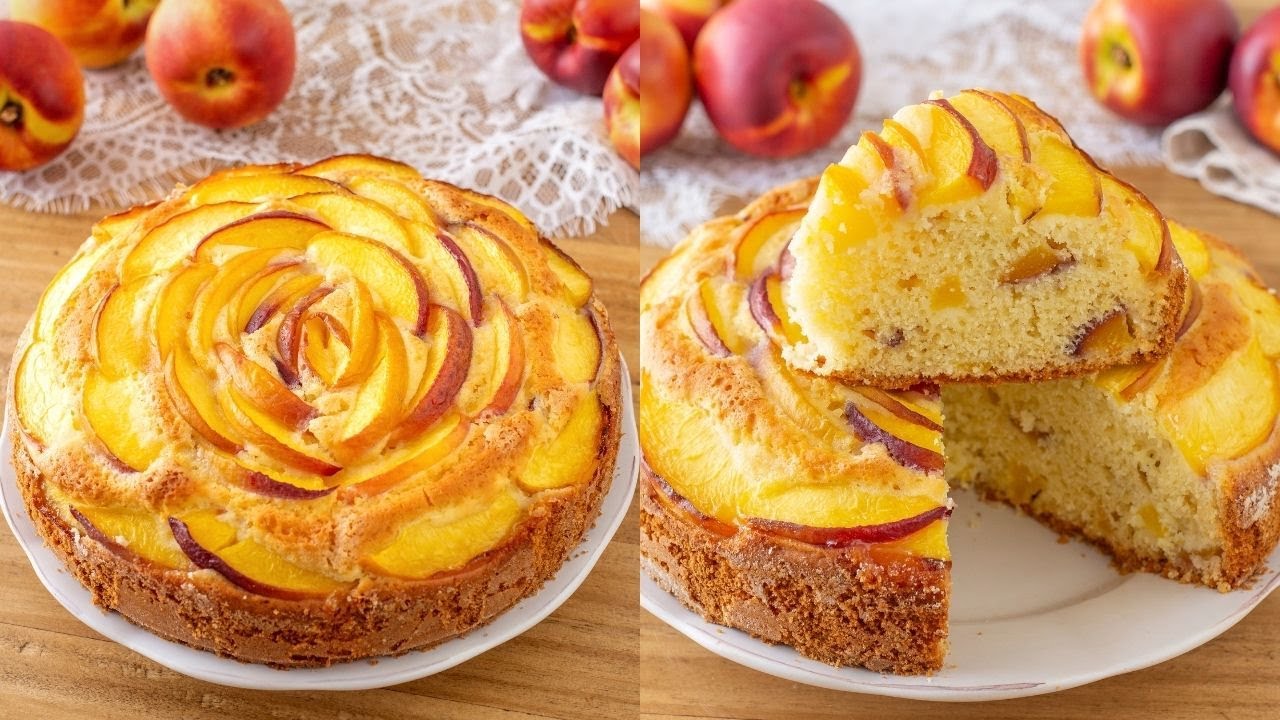 TORTA SOFFICE ALLE PESCHE - Ricetta Facile senza glutine - Polvere di Riso