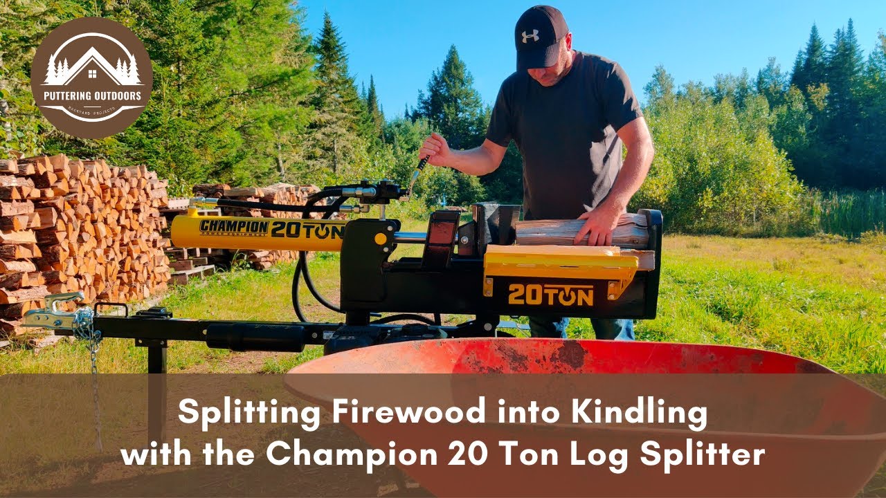 Splitting Firewood into Kindling with the Champion 20 Ton Log Splitter