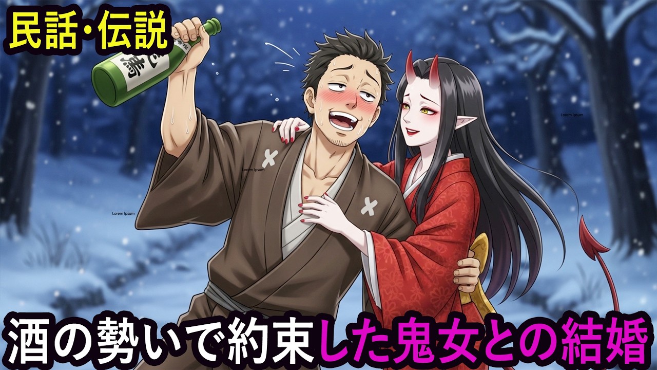 酒に酔った勢いで約束した結婚…相手は鬼女だった  昔話  説話  民話  伝説