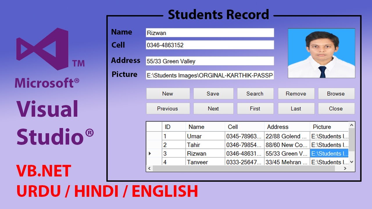 How To Create Students Record Form In Visual Basic.Net Ms Access 2013 Database