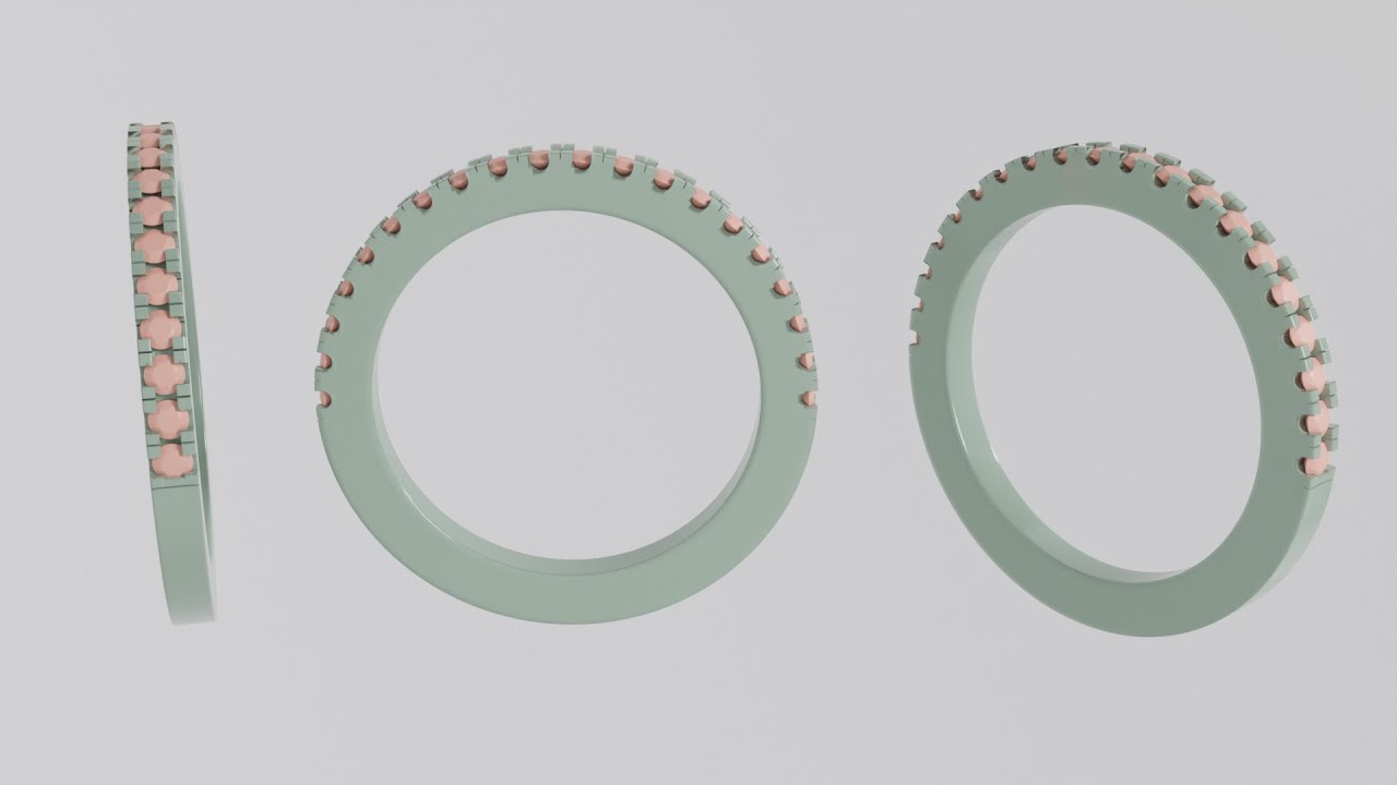 Blender for Jewelers: Pavé Setting in a Half-Eternity Ring, Production-Ready