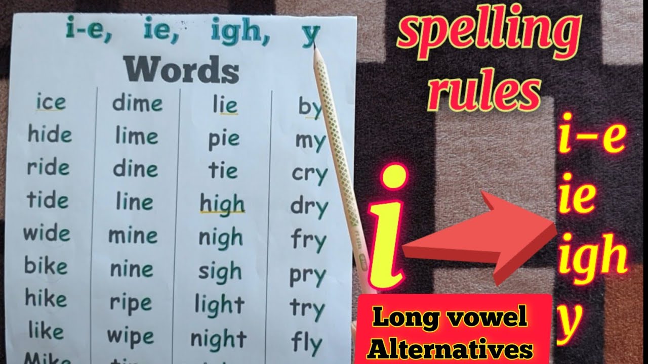 Alternative spelling of long i | i-e, ie, igh, y words.rules to use long i