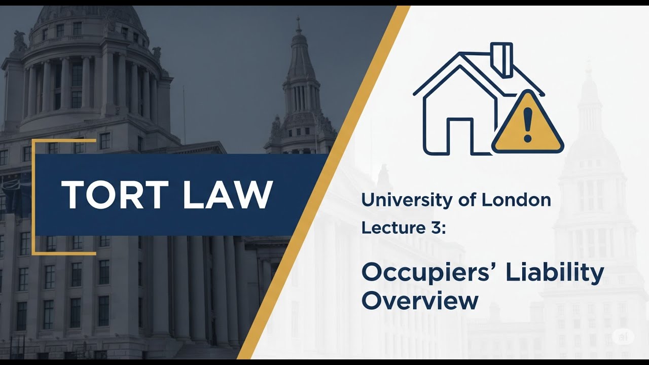 Lecture 3| What Is Occupiers' Liability? | Tort Law  (Uni of London)