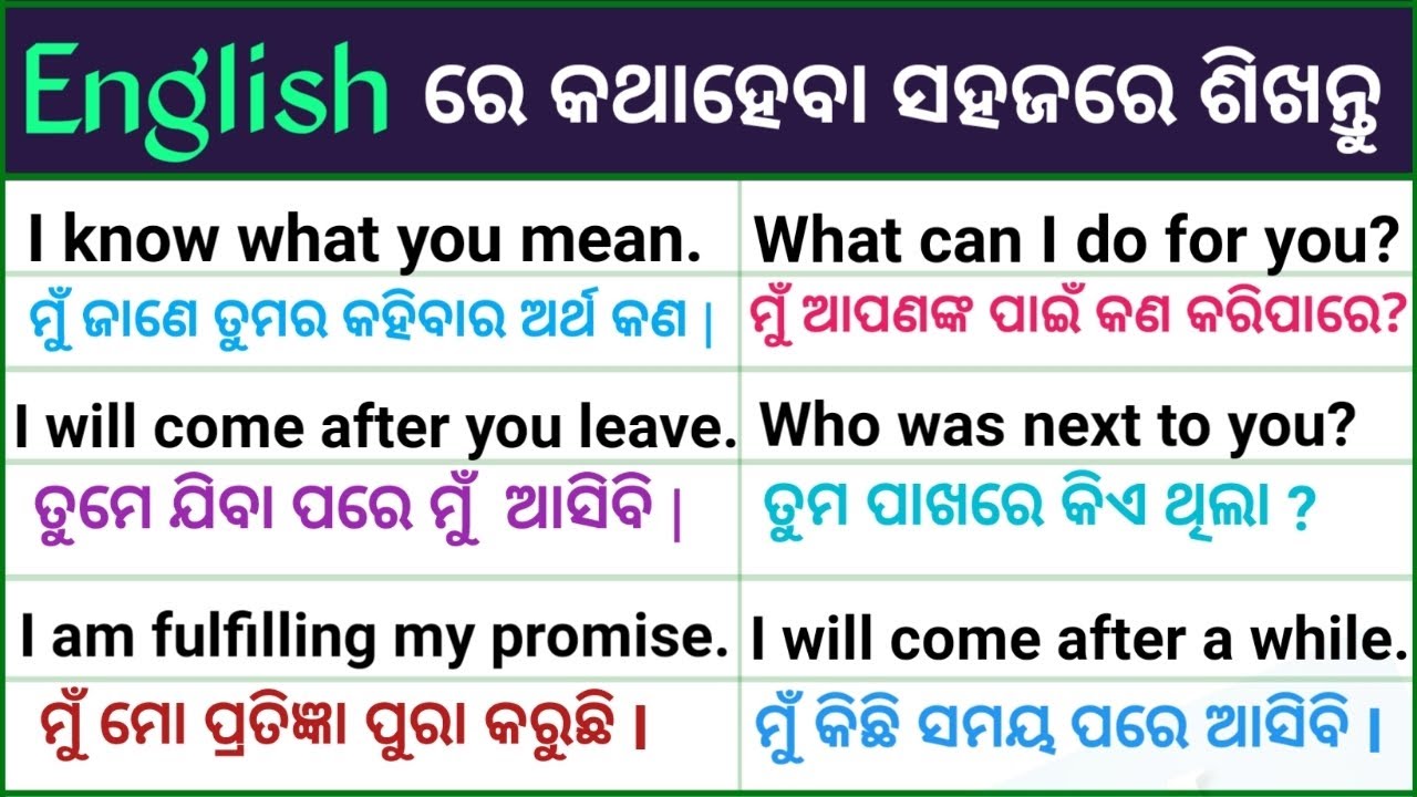 Spoken English Practice In Odia | Odia to English Translation | Spoken English Odia | English ଓଡ଼ିଆ