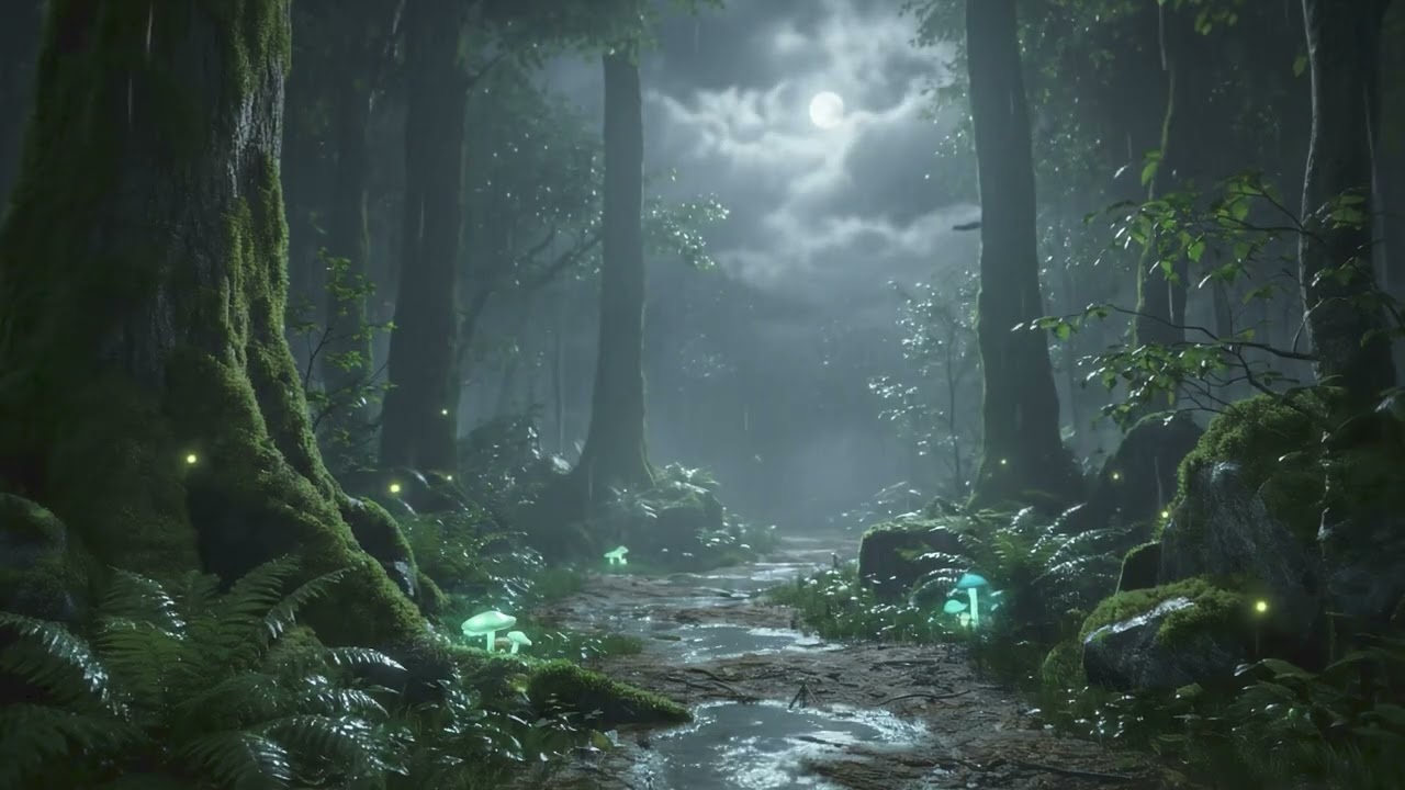 4K Rainy Forest at Dawn Ambience(1HOUR) | Gentle Rain & Nature ASMR | Relax•Sleep | Wallpaper