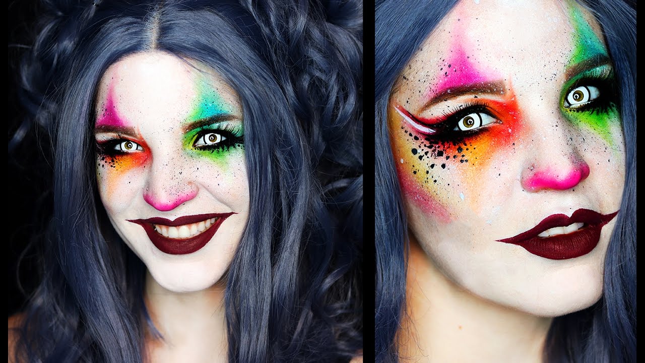 Easy Cute Clown Makeup Tutorial | Harlequin | 31 Days of Halloween