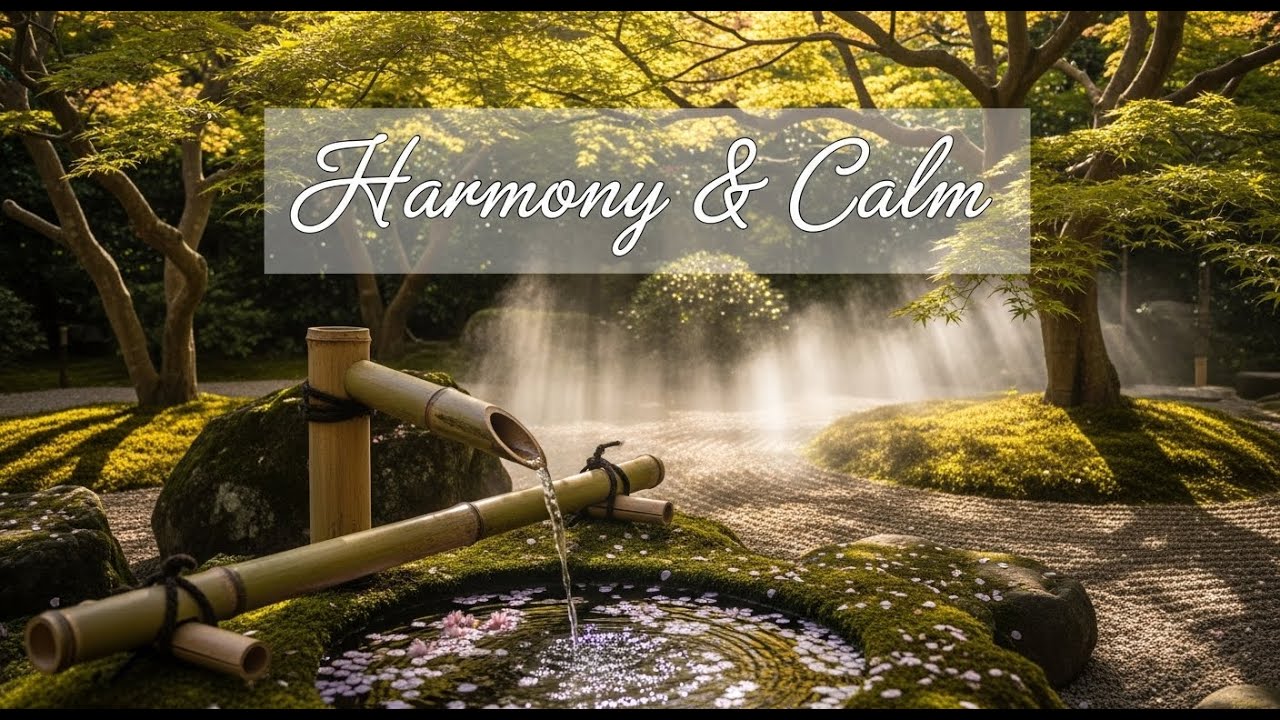 Soothing Zen Candle Peace Bamboo Fountain and Water Flow for Healing Sleep Meditation Serenity