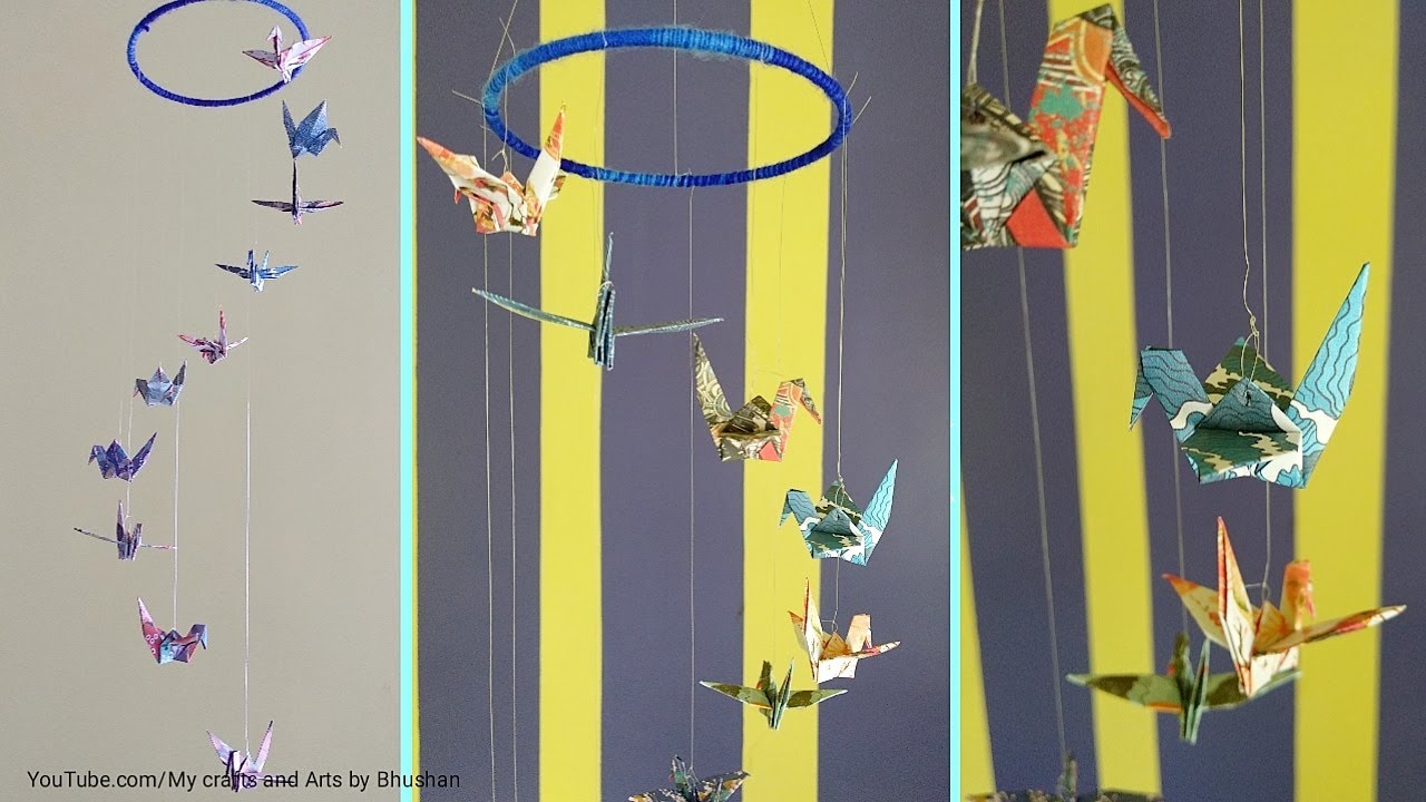 Home decor, wall hanging paper birds || Origami cranes