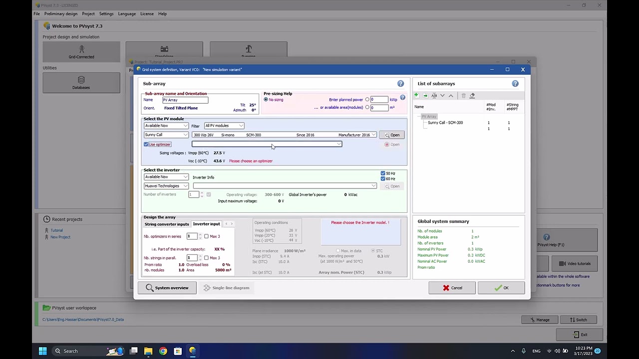 PVSyst Tutorial 1st Episode, Grid Connected System Overview