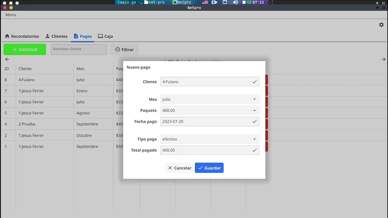 Demo Golang Desktop app con Fyne y SQLite