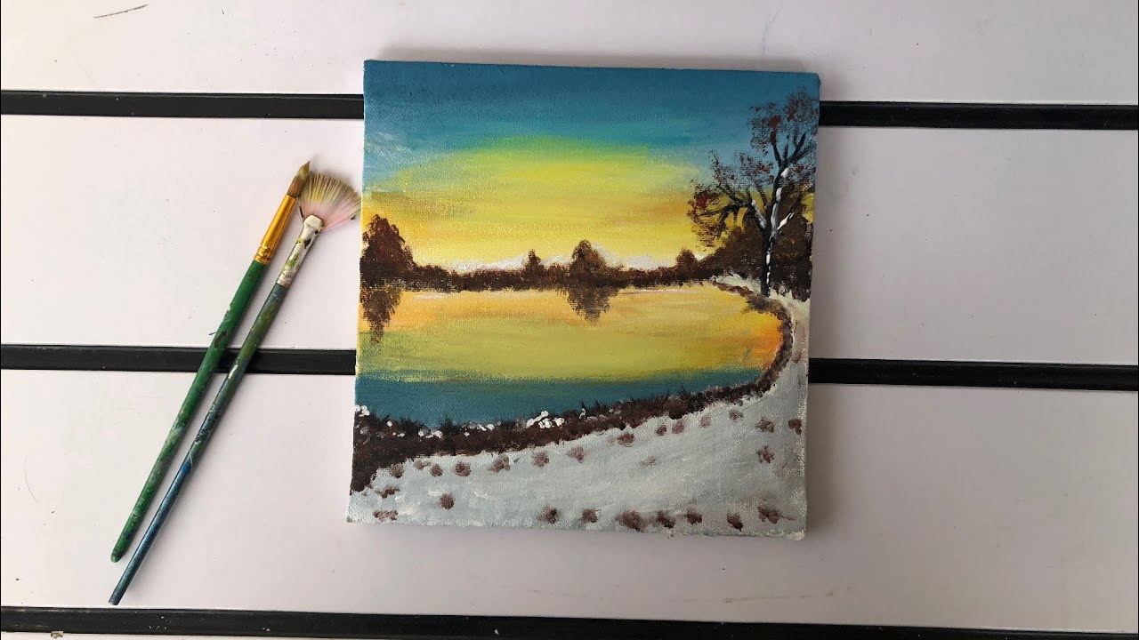 Acrylic Landscape Painting for Beginners | Step-by-Step Sunrise Painting on Canvas