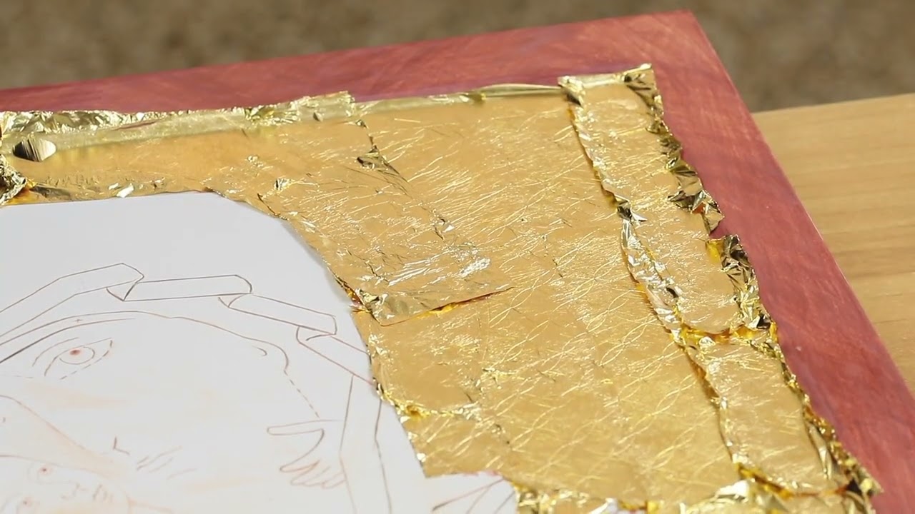 Decorazioni Oro Brunito Satinato: posa dell'oro e brunitura parte lucida - DEMO