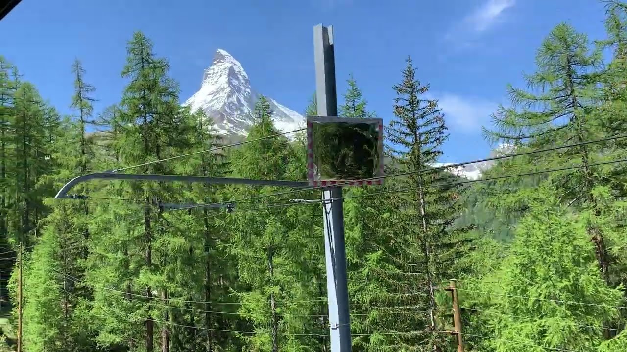 Matterhorn from the train. 4 478 m, The Alps, Europe, Switzerland Zermatt / Italia Breuil-Cervinia.