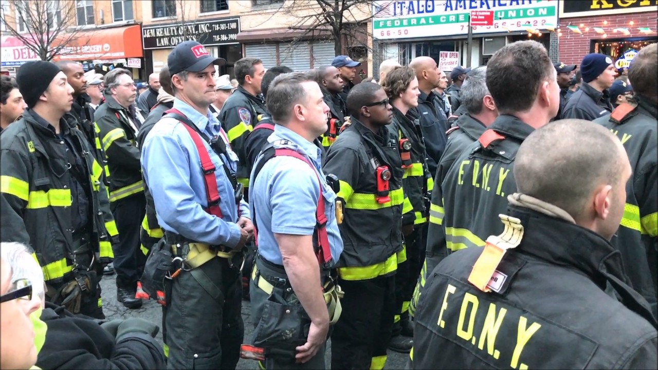 FDNY'S BUNTING CEREMONY & NEWS CONFERENCE FOR FIREFIGHTER WILLIAM TOLLEY FROM FDNY TOWER LADDER 135.