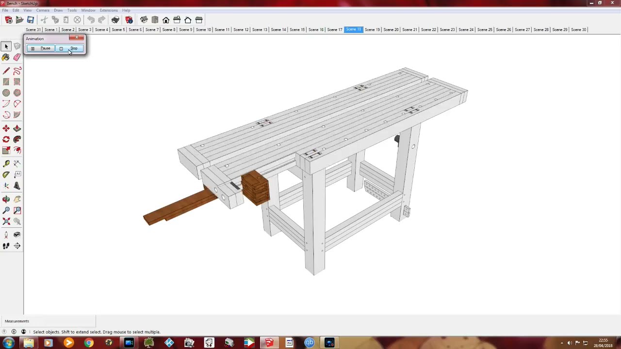 Split top Roubo woodworking bench plan with L shaped tail vice