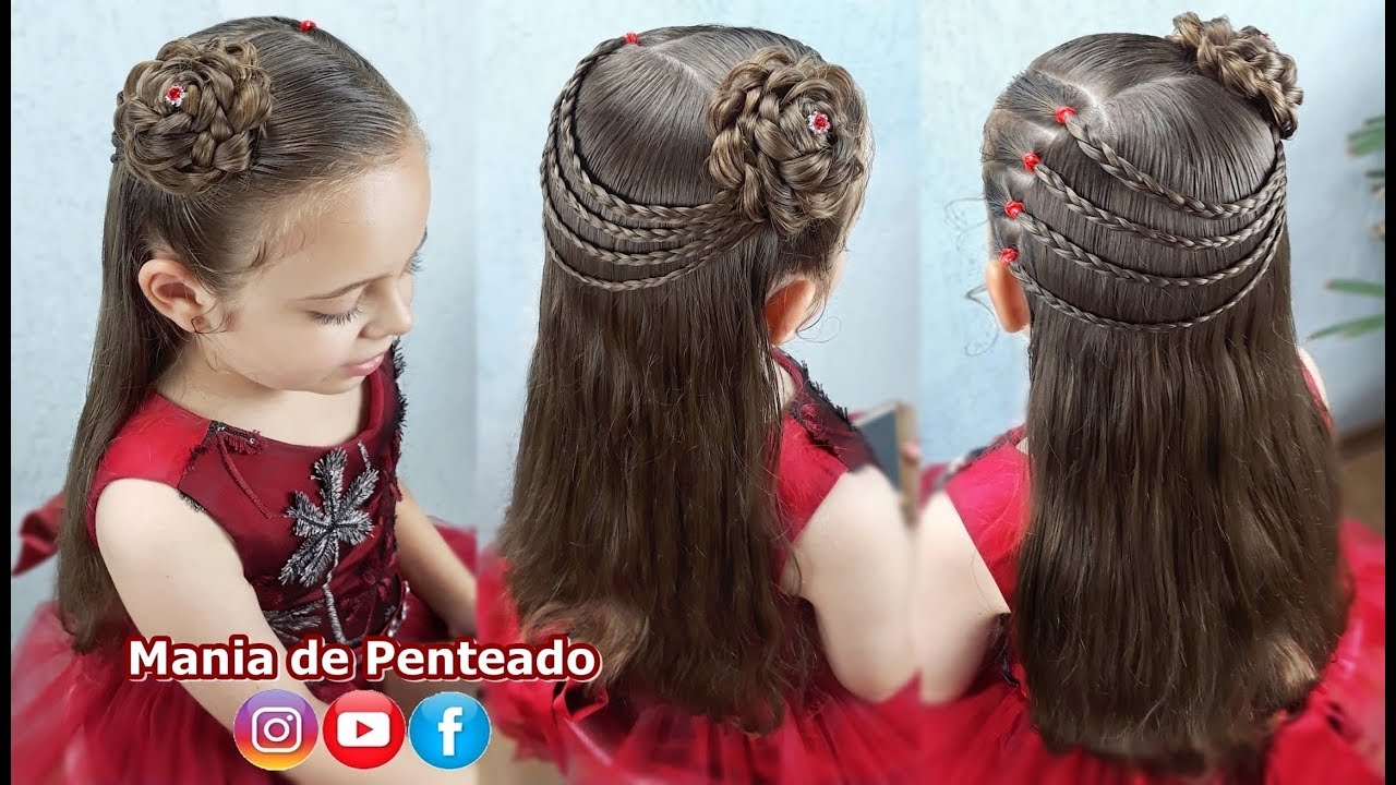 Penteado Elegante Fácil com Flor de Cabelo | Easy Hairstyle Braided Flower🌹