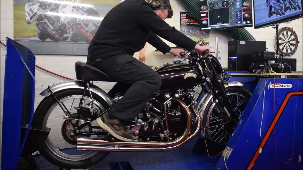 1951 Vincent Black Shadow racer on the dyno.