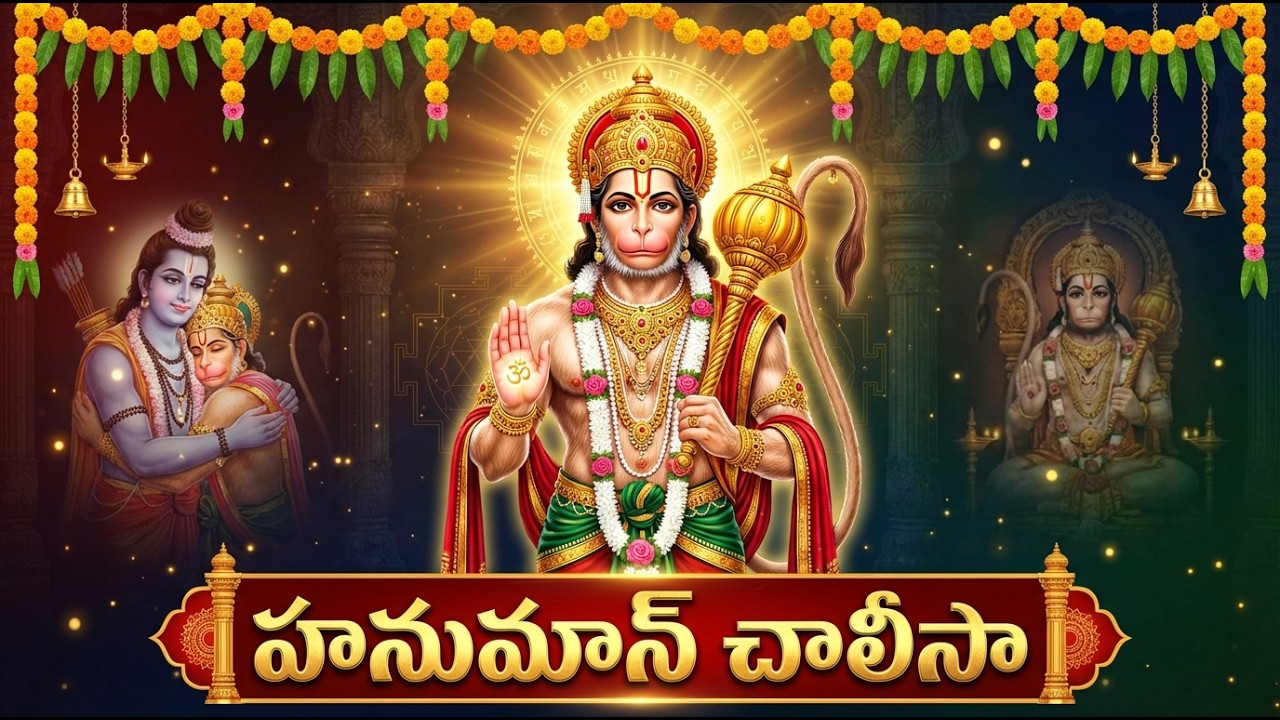 శ్రీ హనుమాన్ చాలీసా | Hanuman Chalisa With Telugu Lyrics | Anjaneya Swamy Devotional Songs Telugu