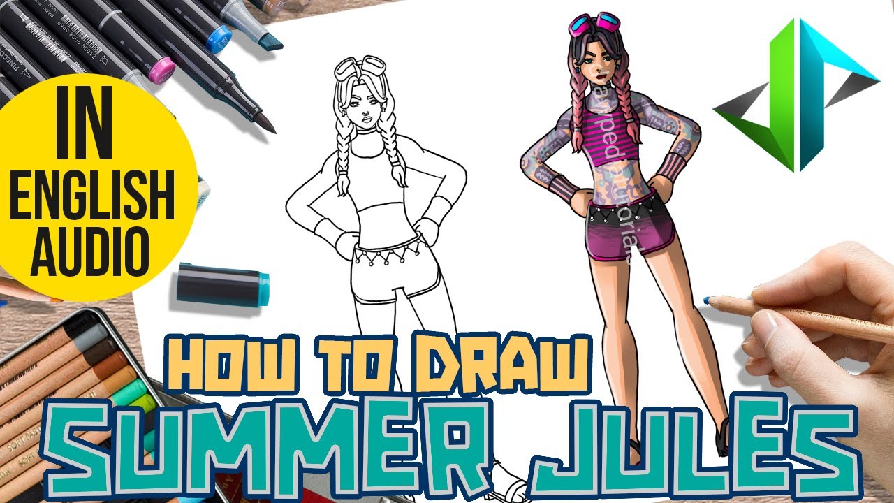 [DRAWPEDIA] HOW TO DRAW *NEW* SUMMER JULES from FORTNITE - STEP BY STEP DRAWING TUTORIAL