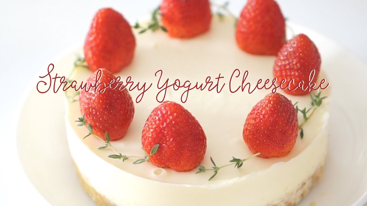 Tập Tành Làm Bánh Cheesecake Sữa Chua l Strawberry Yogurt Cheesecake (không lò, không máy)