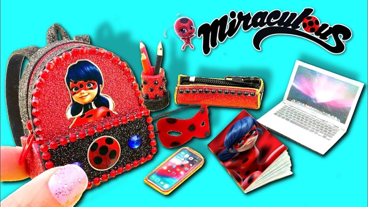 Haz tus propios utiles escolares en miniatura de Miraculous Ladybug: mochila, libreta y estuche