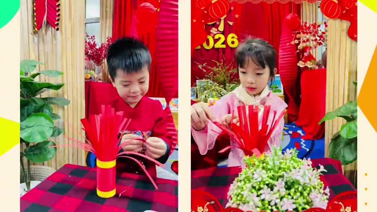 Hoạt động tạo hình: Bé làm pháo hoa đón Tết - Lớp MG Lớn 1