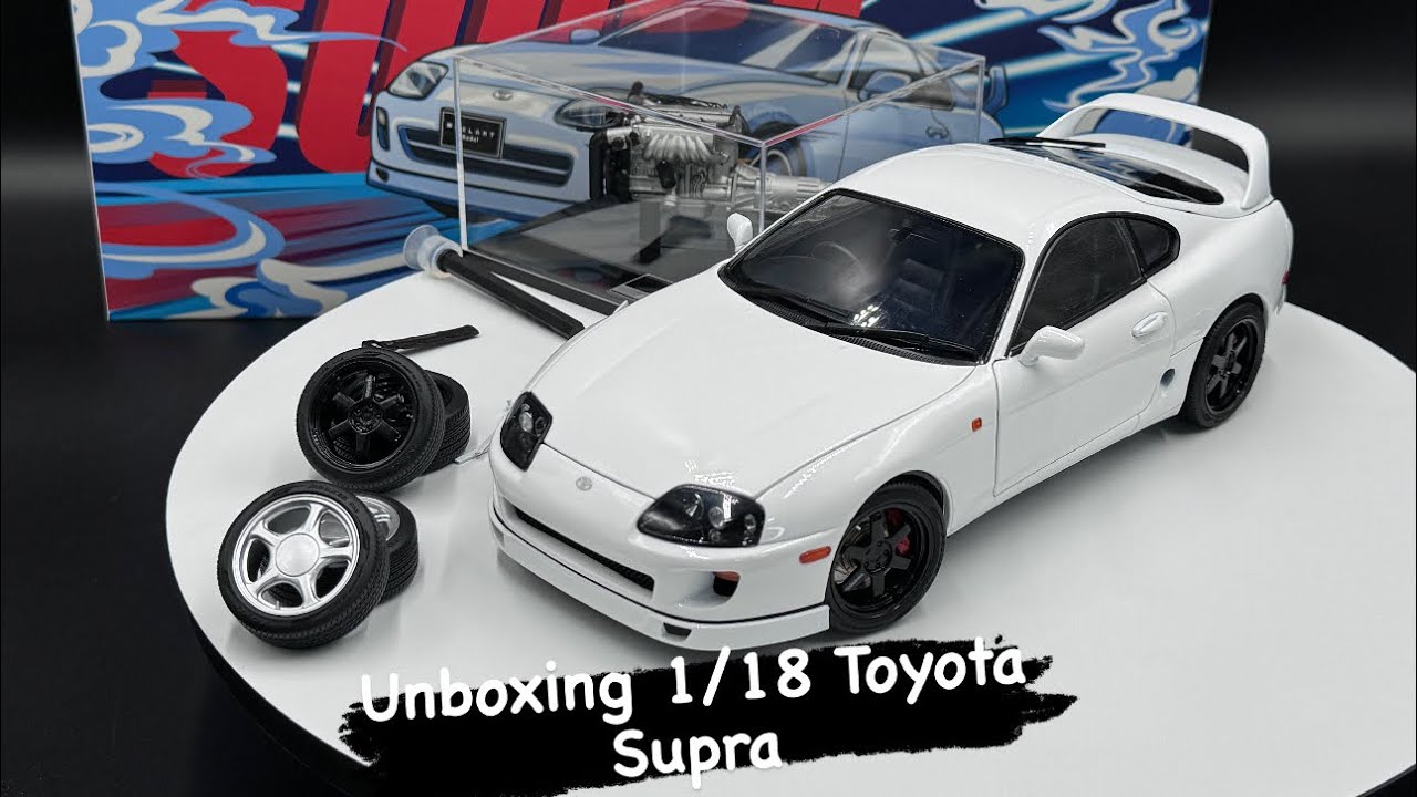 Unboxing 1/18 scale Toyota Supra with new wheels from Whelart diecast Car مجسم تويوتا سوبرا
