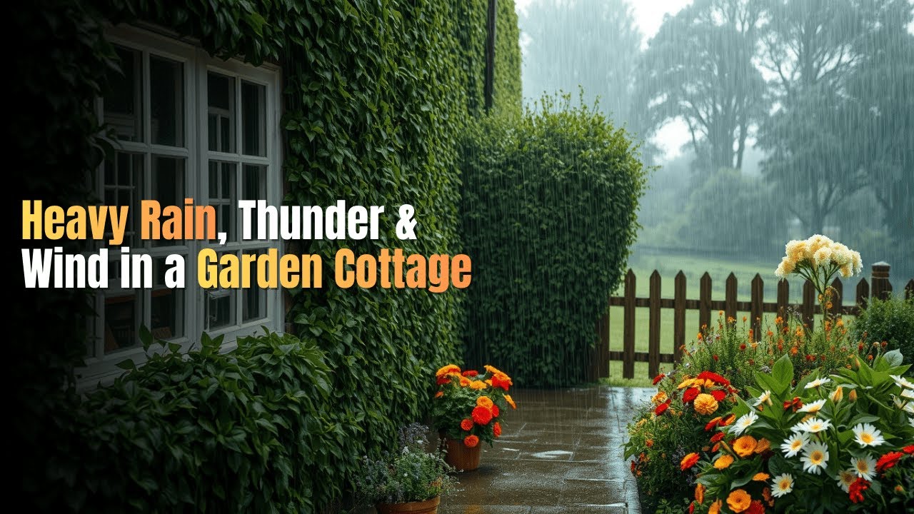 Heavy Rain, Thunder & Wind in a Garden Cottage | Ultra Calming Storm Ambience for Sleep & Insomnia