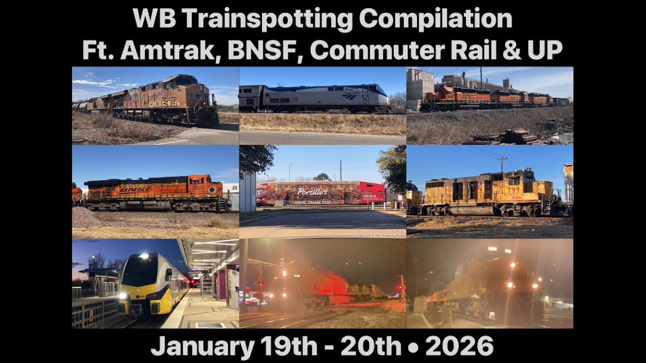 WB Trainspotting Compilation - Ft. Amtrak, BNSF, Commuter Rail & UP (January 19th - 20th • 2026)