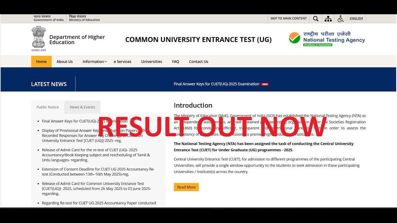 CUET UG Result 2025 Out Now 🔴 Live | Check Scorecard, Cut Off, Merit List @cuet.nta.nic.in