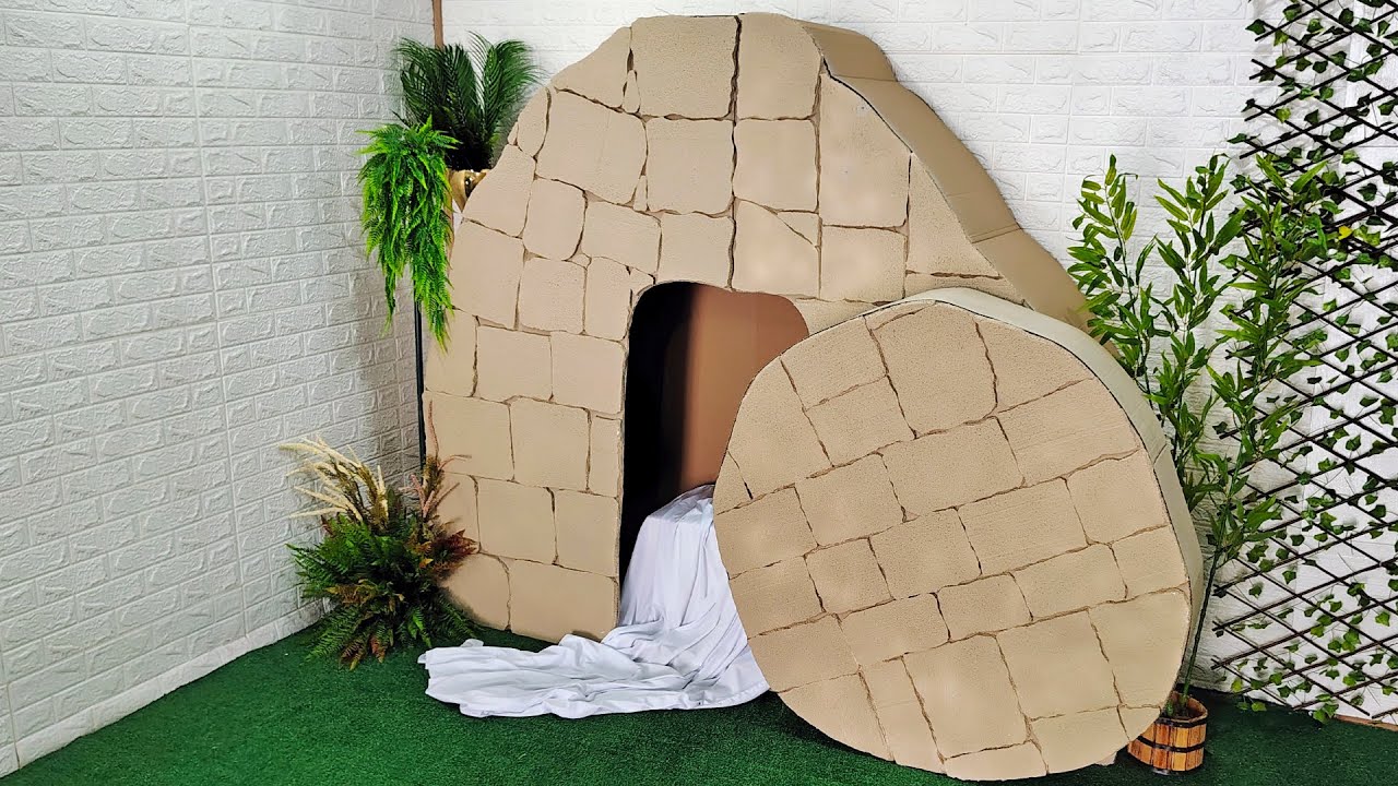 FAÇA ESSE LINDO CENÁRIO DA RESSURREIÇÃO DE JESUS! Sepulcro Fácil Barato e Perfeito para a sua Igreja