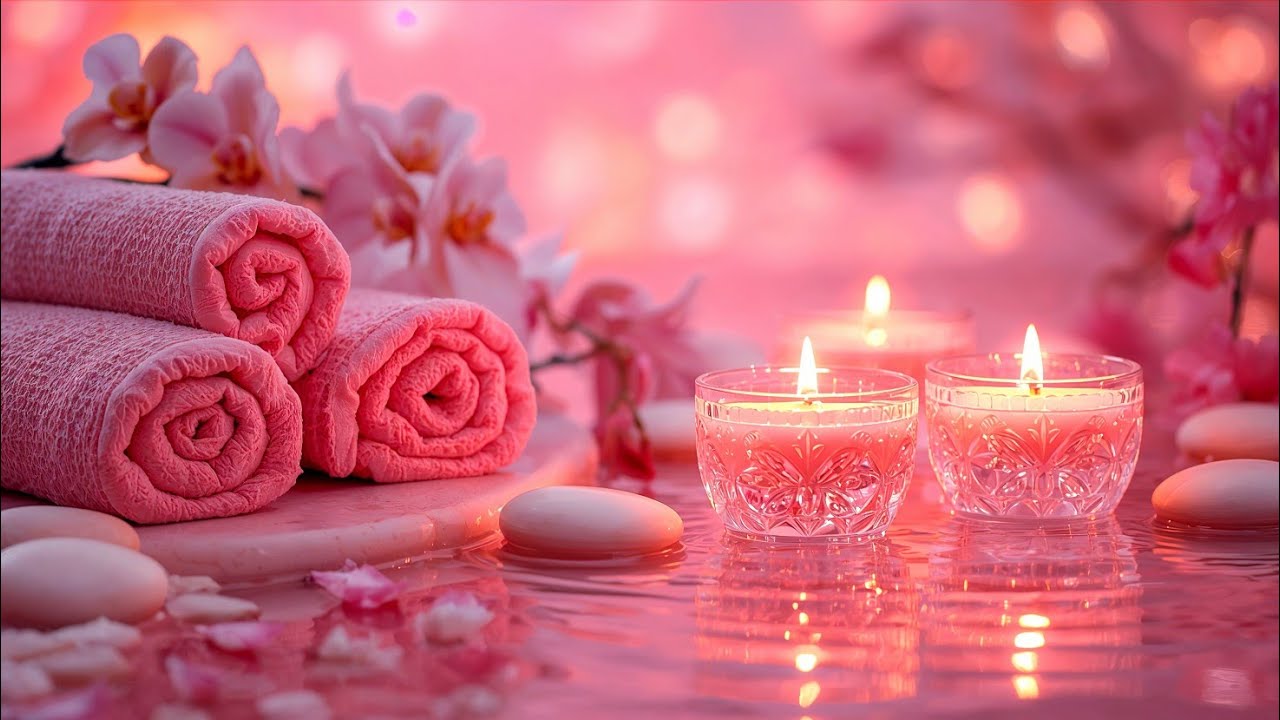 Deep Sleep Piano Music 🌙 Pink Water Ambient & Soft Water Sounds for Relaxation