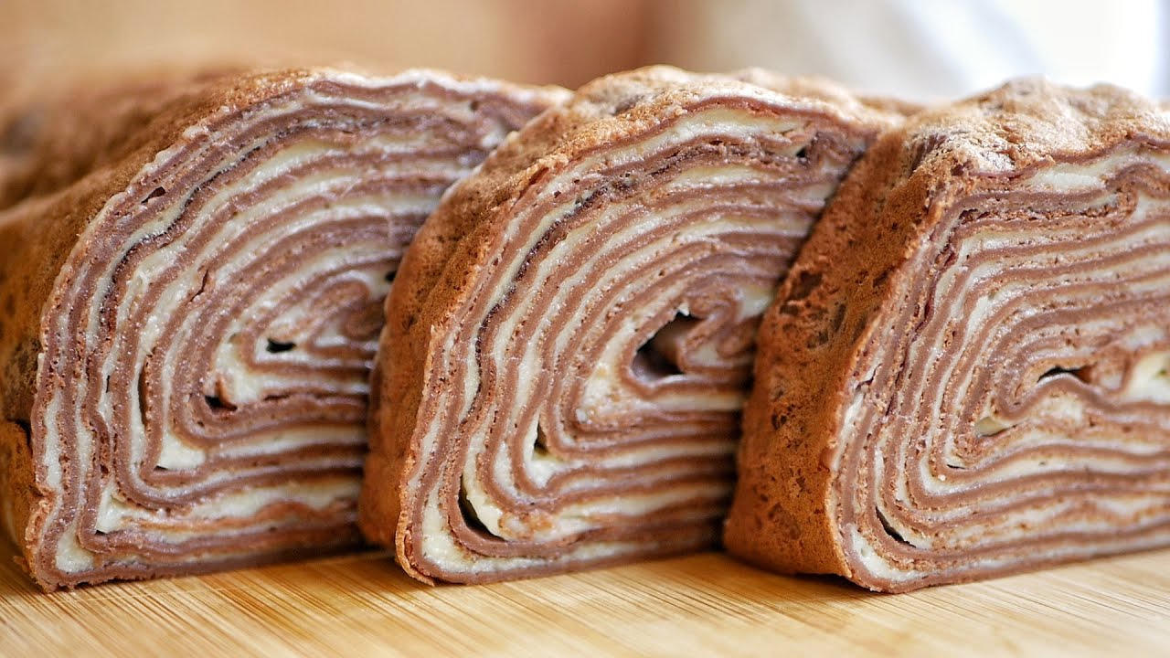 Вкусный десерт с заварным кремом! Шоколадный РУЛЕТ из БЛИНОВ