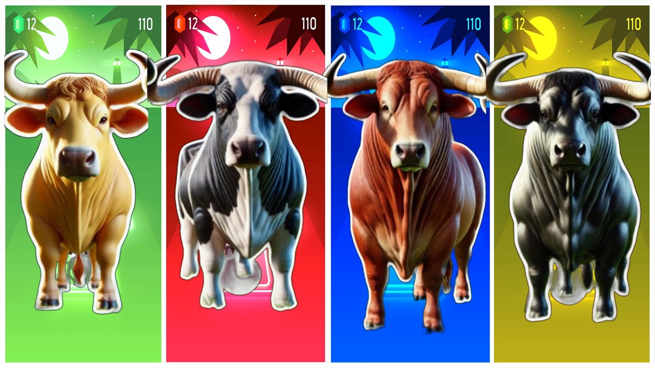 Funny Cow🐂🆚Funny Buffalo🐃🆚Funny Bull🐄🆚Funny Tiger🐅🔴Tiles Hop EDM Rush #animals #gaming #tileshop